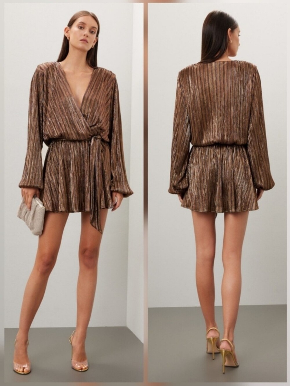 Ramy Brook Vincy Dress V-neck Long Sleeves Size M